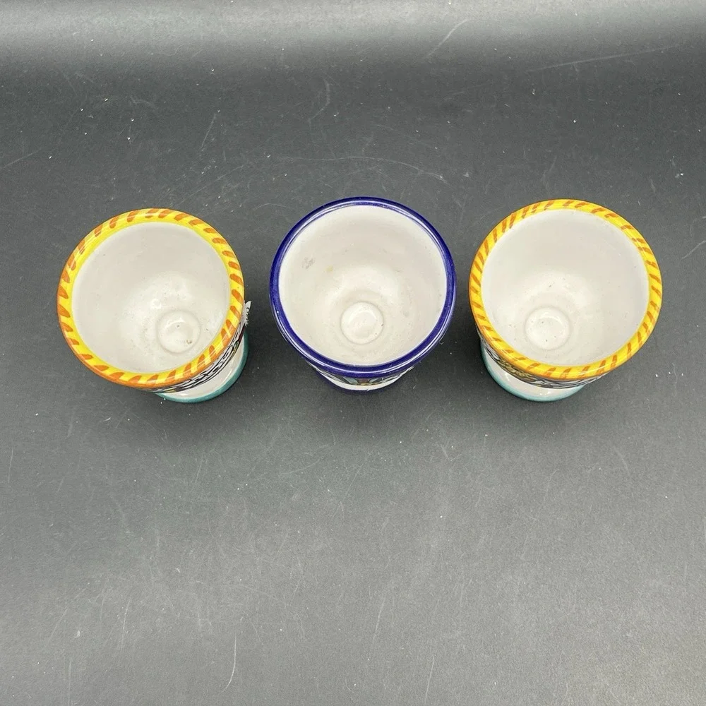 Raffaellesco Hand Painted Egg Cups Italy Deruta Dipinto A Nano Ceramic Set of 3